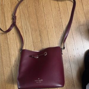 Kate Spade Deep Red Crossbody Bucket Bag